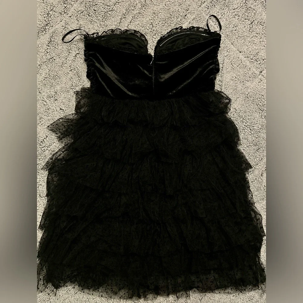 Forever 21 Black Velvet Tulle Dress NWOT size small Gothic Y2K style - Picture 4 of 4